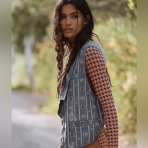 Free People Anna Sui collection. Hand Stitched Embroidered Capris .